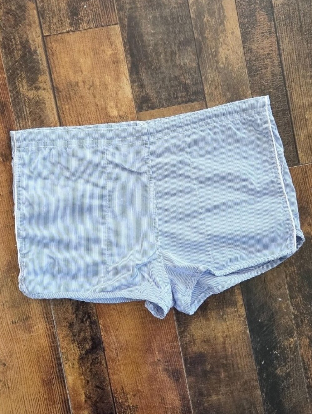 Vintage 1970s 1980s Mini Hot Shorts by Tampico / Blue and White Pinstripe Cotton